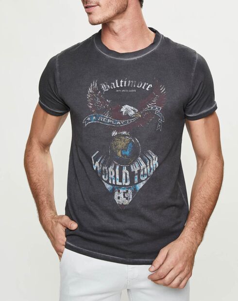 T-shirt laterale con logo nero lavato