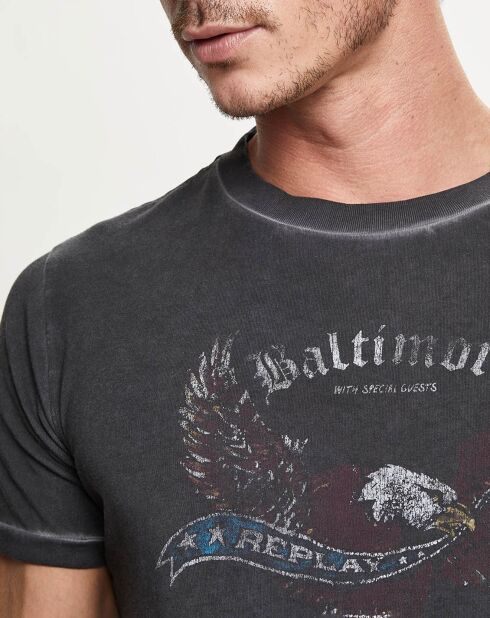 T-shirt laterale con logo nero lavato