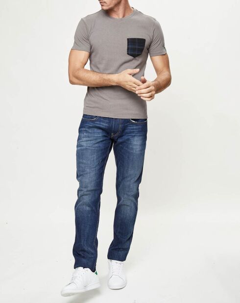 Graues kariertes T-Shirt mit Tasche