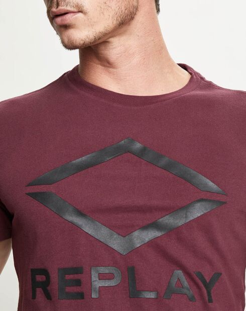 Burgunderfarbenes T-Shirt mit großem Logo