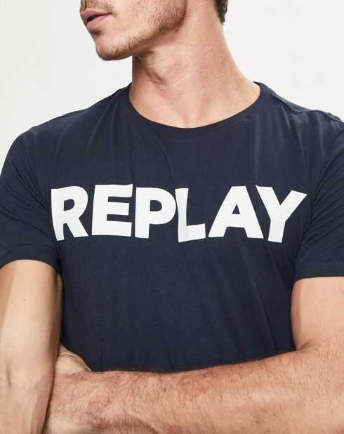 T-shirt con logo grande blu scuro