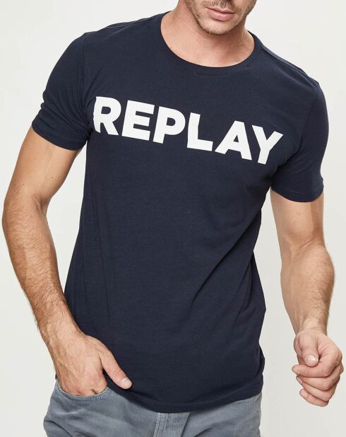 T-shirt con logo grande blu scuro