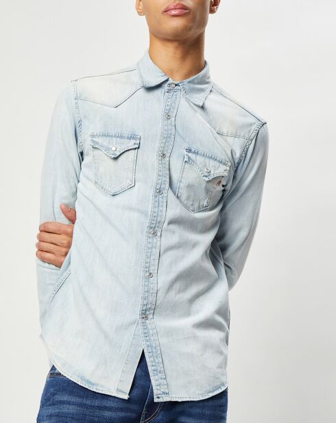 Lichtblauw Denim Light shirt met lange mouwen