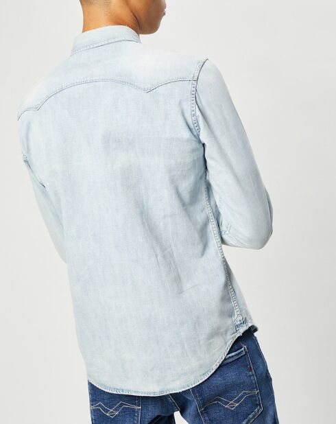 Lichtblauw Denim Light shirt met lange mouwen
