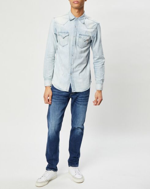 Lichtblauw Denim Light shirt met lange mouwen