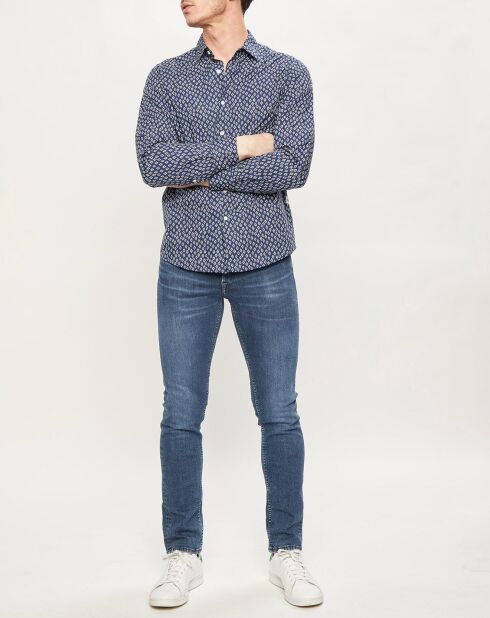 Marineblauw shirt met lange mouwen