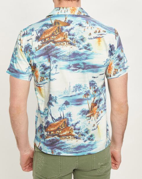 Blaues Hawaiianisches Kurzarmhemd