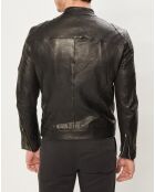 Blouson en Cuir d'Agneau Black Zip noir