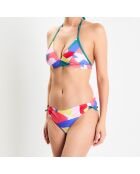 Haut de maillot de bain imprimé géométrique multicolore