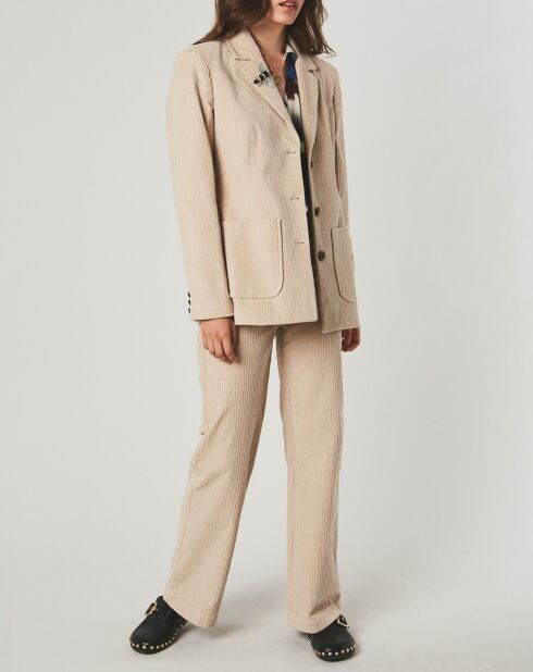 Chaqueta ajustada Sorah Ecru de pana