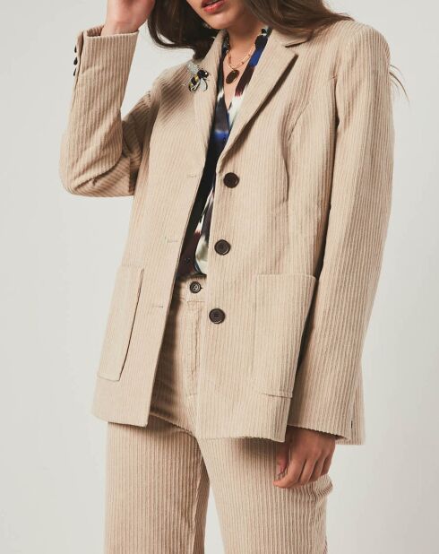 Chaqueta ajustada Sorah Ecru de pana