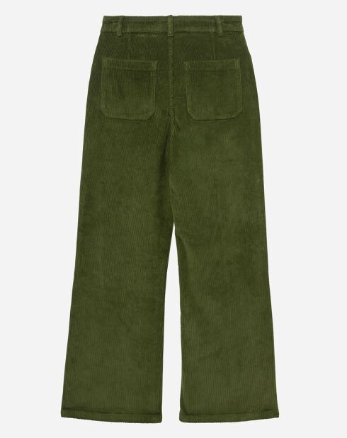 Pantalon Evasé en Velours Côtelé Ingrid vert