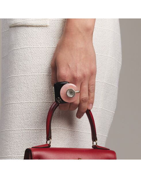 Bague en Email rose/noir/doré - Bon état