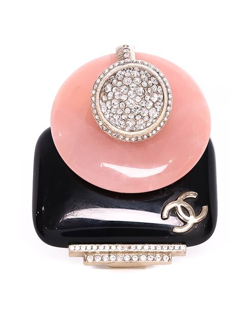 Bague en Email rose/noir/doré - Bon état