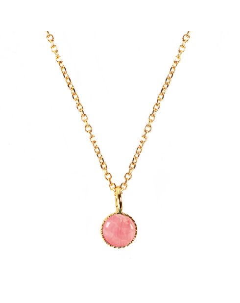 Collier Athena en Laiton doré & Rhodocrosite