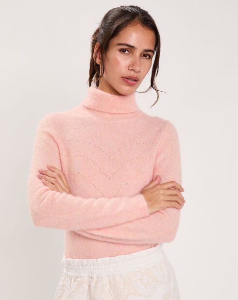 Pull en Alpaga & Laine mélangés Doudou rose