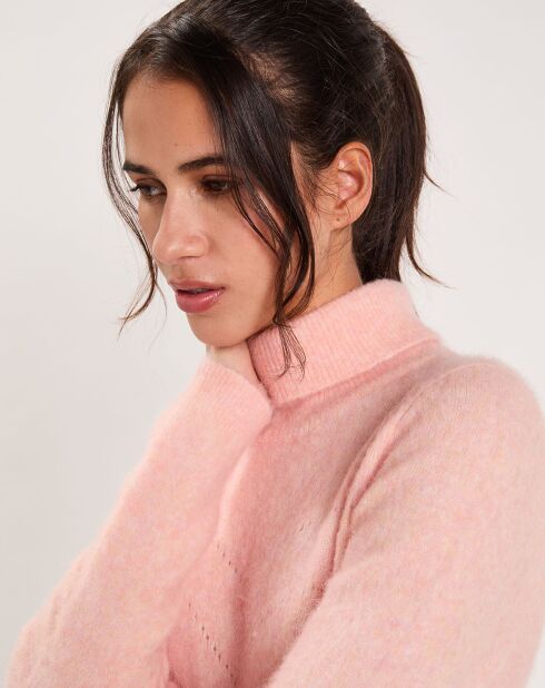 Pull en Alpaga & Laine mélangés Doudou rose