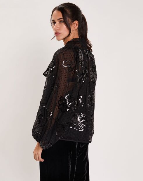 Blouse à sequins Tulle noire