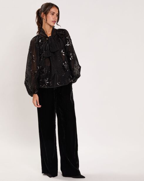 Blouse à sequins Tulle noire