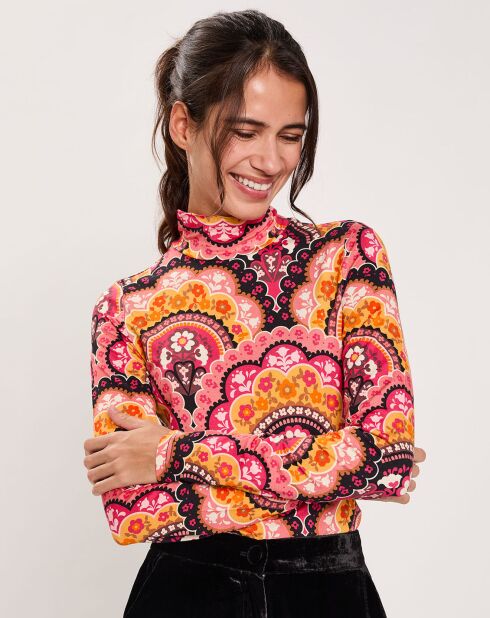 Top Fall Basic imprimé rose/multicolore