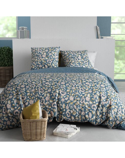 Frida Percale blauwe katoenen dekbedovertrekset - 240x220 cm