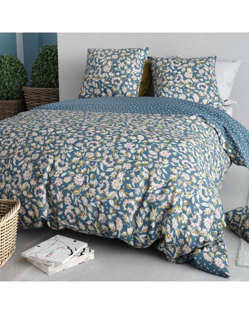 Frida Percale blauwe katoenen dekbedovertrekset - 240x220 cm