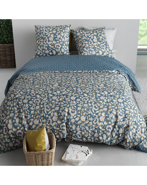 Frida Percale blauwe katoenen dekbedovertrekset - 240x220 cm