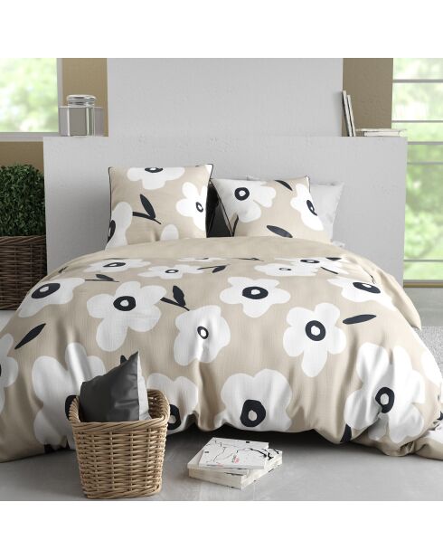 Parure housse de couette Lena beige - 240x220 cm