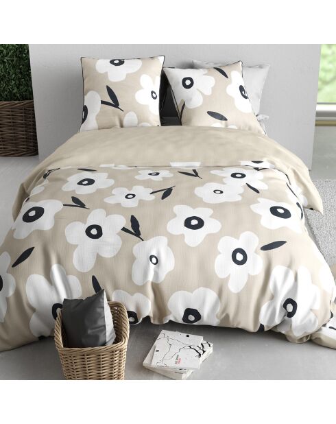 Parure housse de couette Lena beige - 240x220 cm