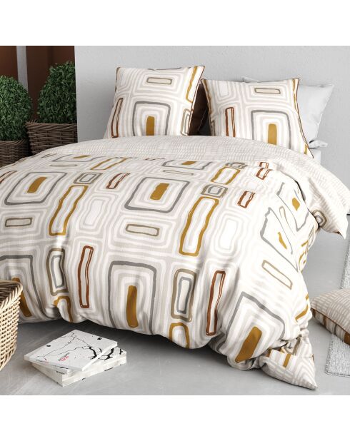 Parure housse de couette Paola marron/beige - 240x220 cm