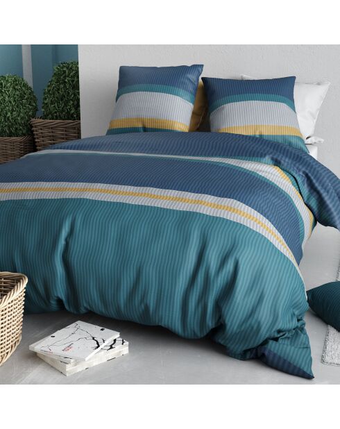 Parure housse de couette Oscar bleue - 240x220 cm