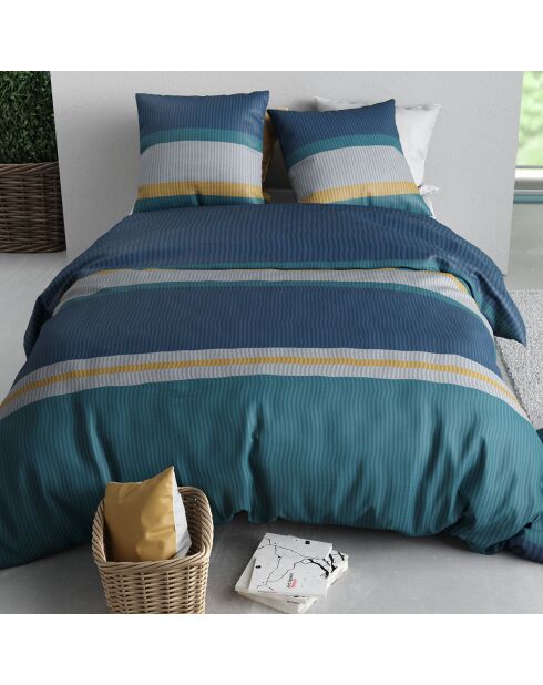 Parure housse de couette Oscar bleue - 240x220 cm