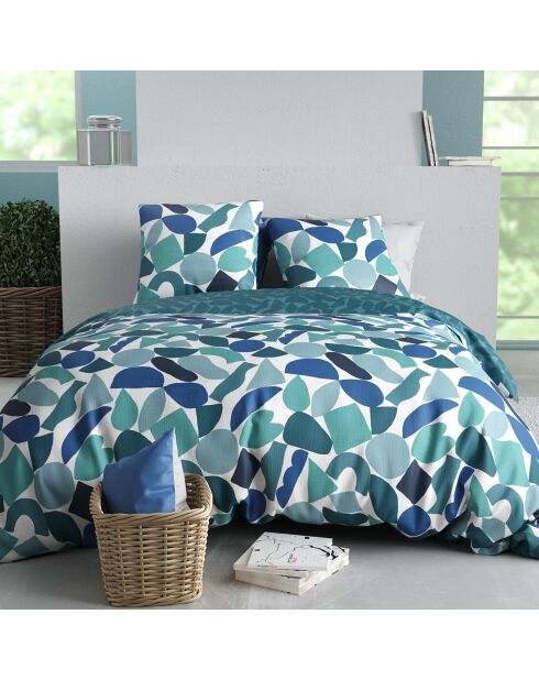 Parure housse de couette Nano bleue
