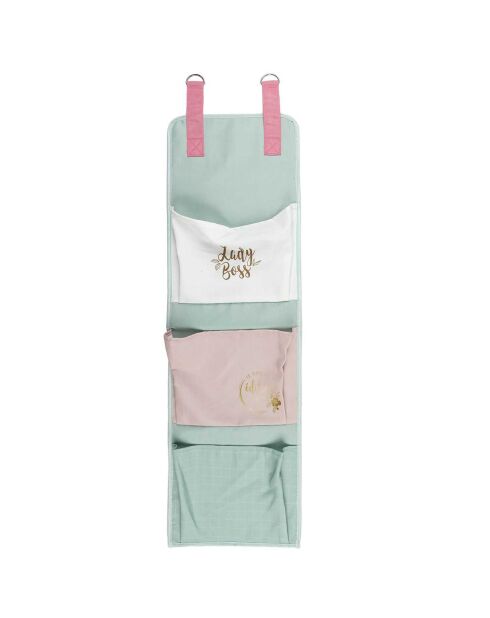 Rangement à suspendre 3 poches lady boss  blanc/rose/bleu - 30x132.5x5.1 cm
