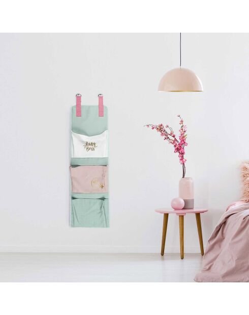Rangement à suspendre 3 poches lady boss  blanc/rose/bleu - 30x132.5x5.1 cm