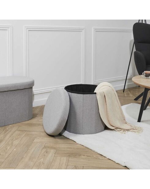 Coffre pouf pliable pills  gris - 38x38x38 cm