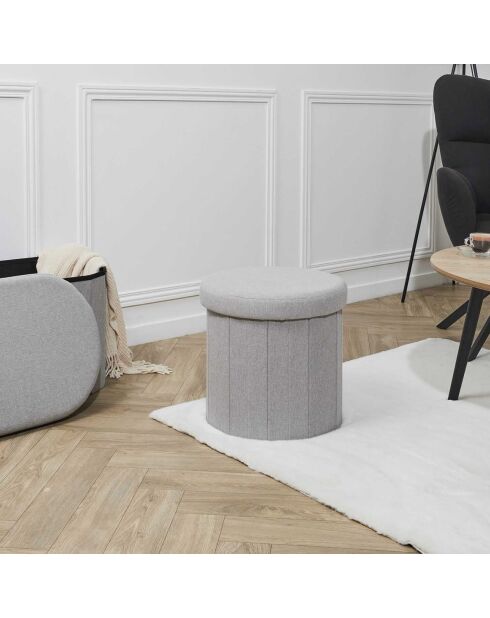 Coffre pouf pliable pills  gris - 38x38x38 cm