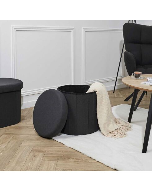 Coffre pouf pliable pills  noir - 38x38x38 cm