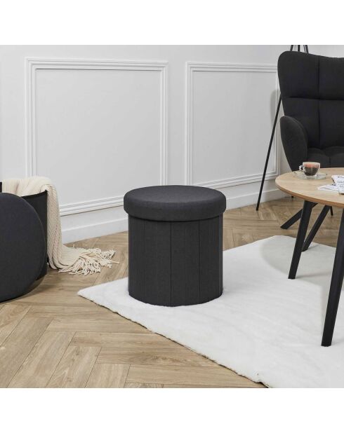 Coffre pouf pliable pills  noir - 38x38x38 cm