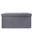 Coffre banc pliable suedine gris - 76.5x37.5x37.5 cm