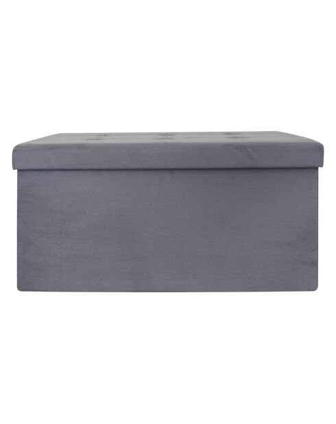 Coffre banc pliable suedine gris - 76.5x37.5x37.5 cm