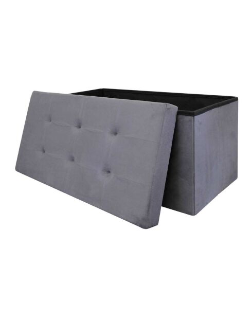 Coffre banc pliable suedine gris - 76.5x37.5x37.5 cm