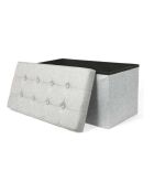 Coffre banc pliable tissu gris - 76x38x37 cm
