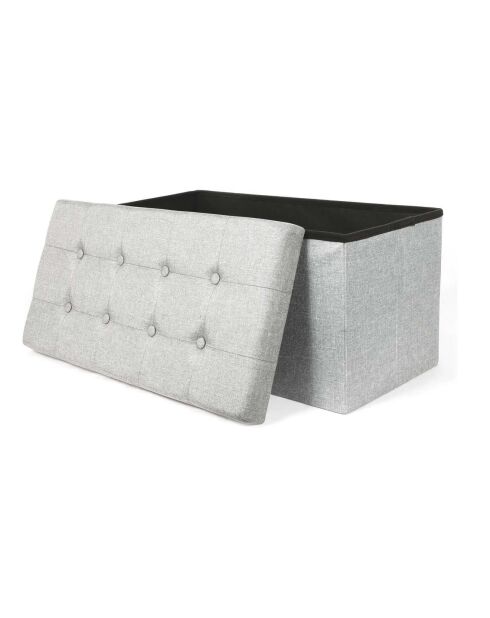 Coffre banc pliable tissu gris - 76x38x37 cm