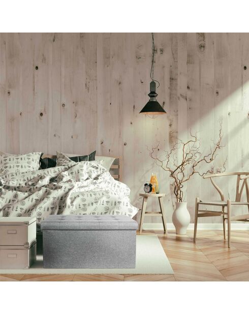 Coffre banc pliable tissu gris - 76x38x37 cm
