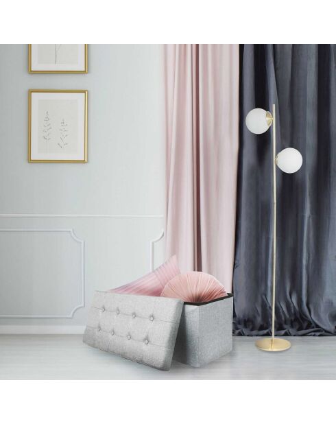 Coffre banc pliable tissu gris - 76x38x37 cm