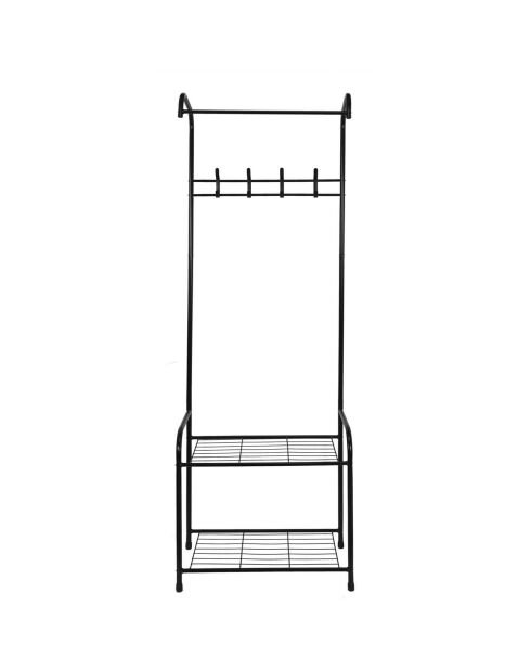 Penderie d'entrée crochets 2 étages noire - 61x170x30 cm