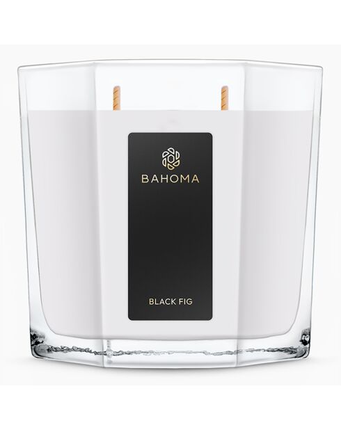 Achteckige, schwarze Feigenkerze, Größe XL, 2 Dochte, 80 Stunden