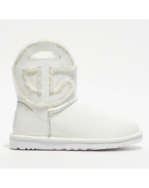 Bottines en Cuir verni fourrées Ugg X Telfar Logo Mini Crinkle blanches