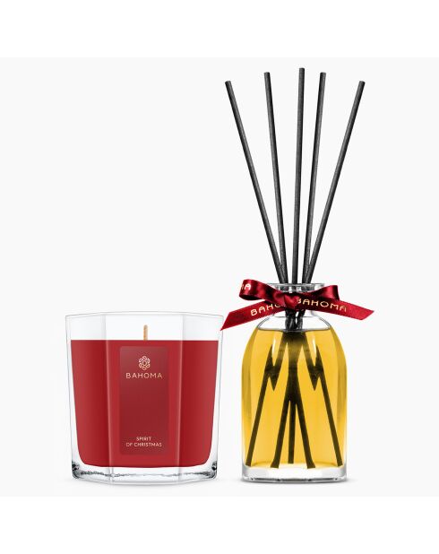 Diffuseur et grande bougie parfumée Esprit de Noel - 1 mèche 75h